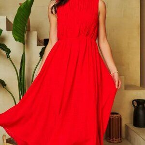 Davi & Dani High Low Crew Neck Mid Length Red Dress New Plus Regular